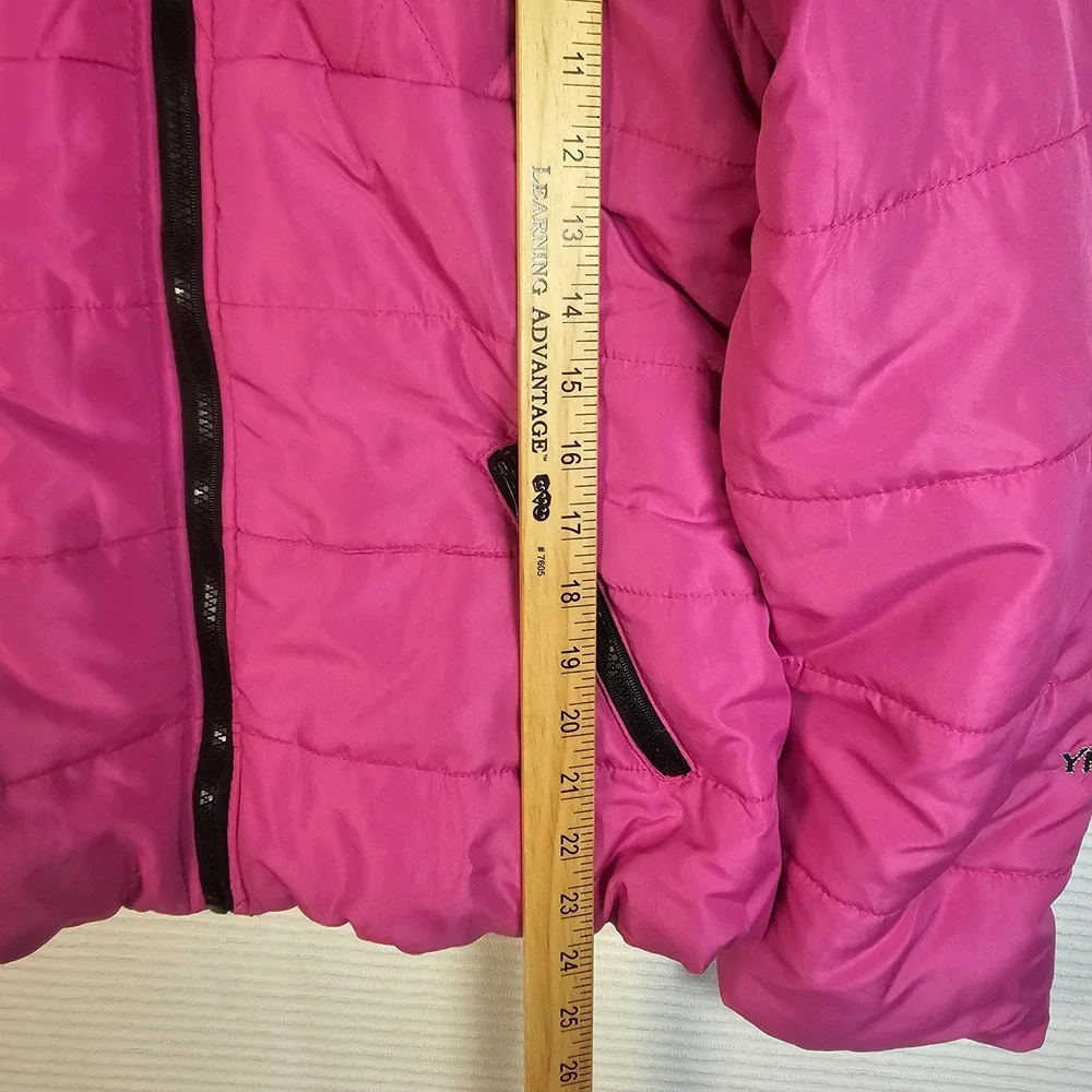 YMI Girls‎ Collection Pink Quilted Puffer Jacket Faux Fur Hood Size XL 16